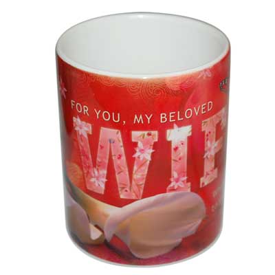 "Mug with Message Wife (Red color) - Click here to View more details about this Product